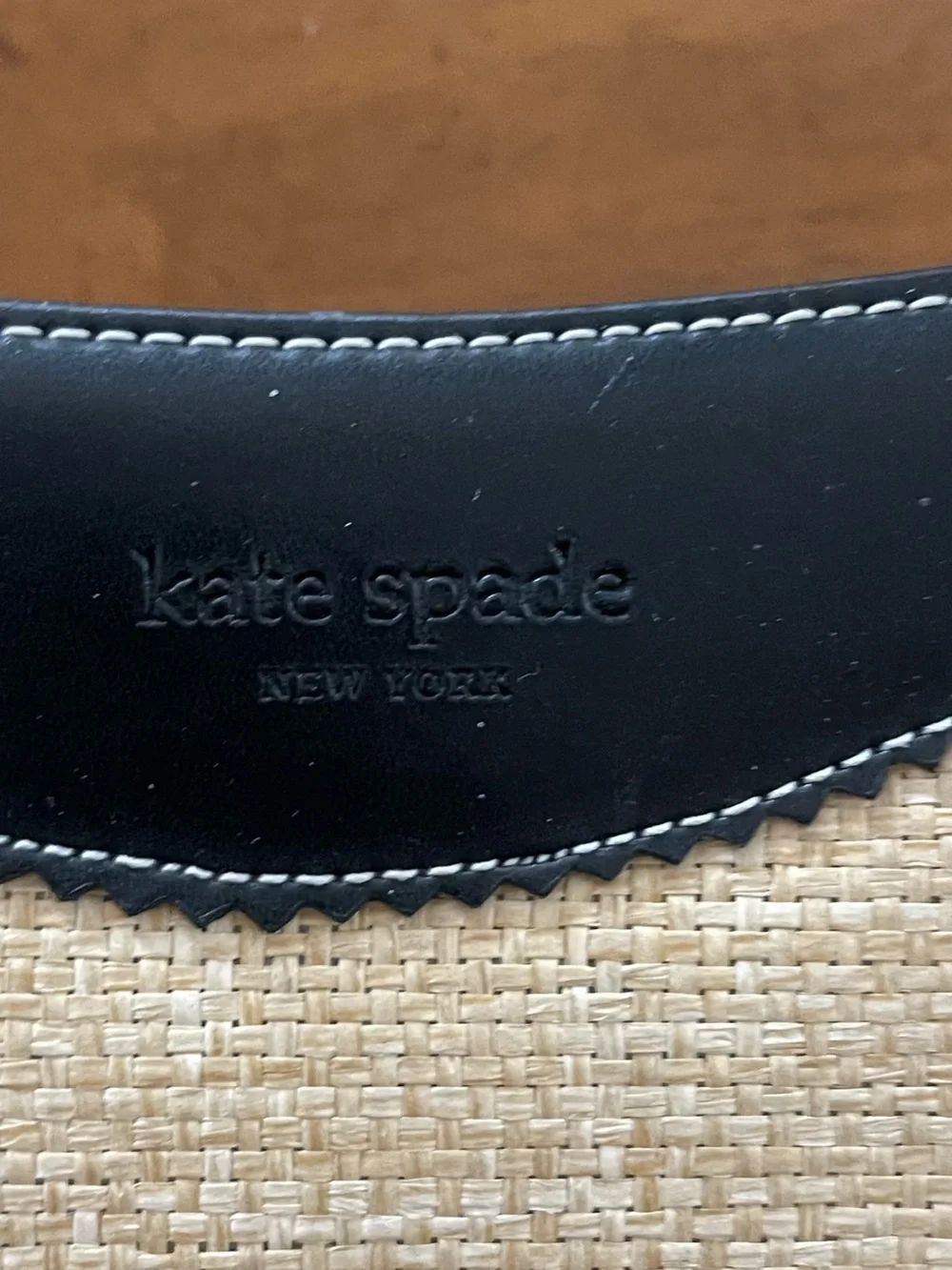 kate spade Natural Straw Tote with Black Trim